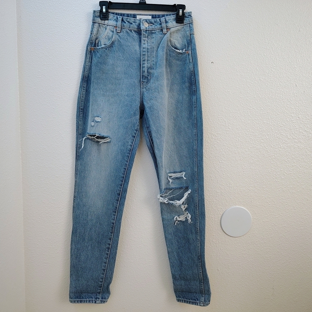 ROLLA'S Elle Garage Worn Blue Distressed Straight Leg Jeans Sz 26 High Rise - Picture 4 of 16